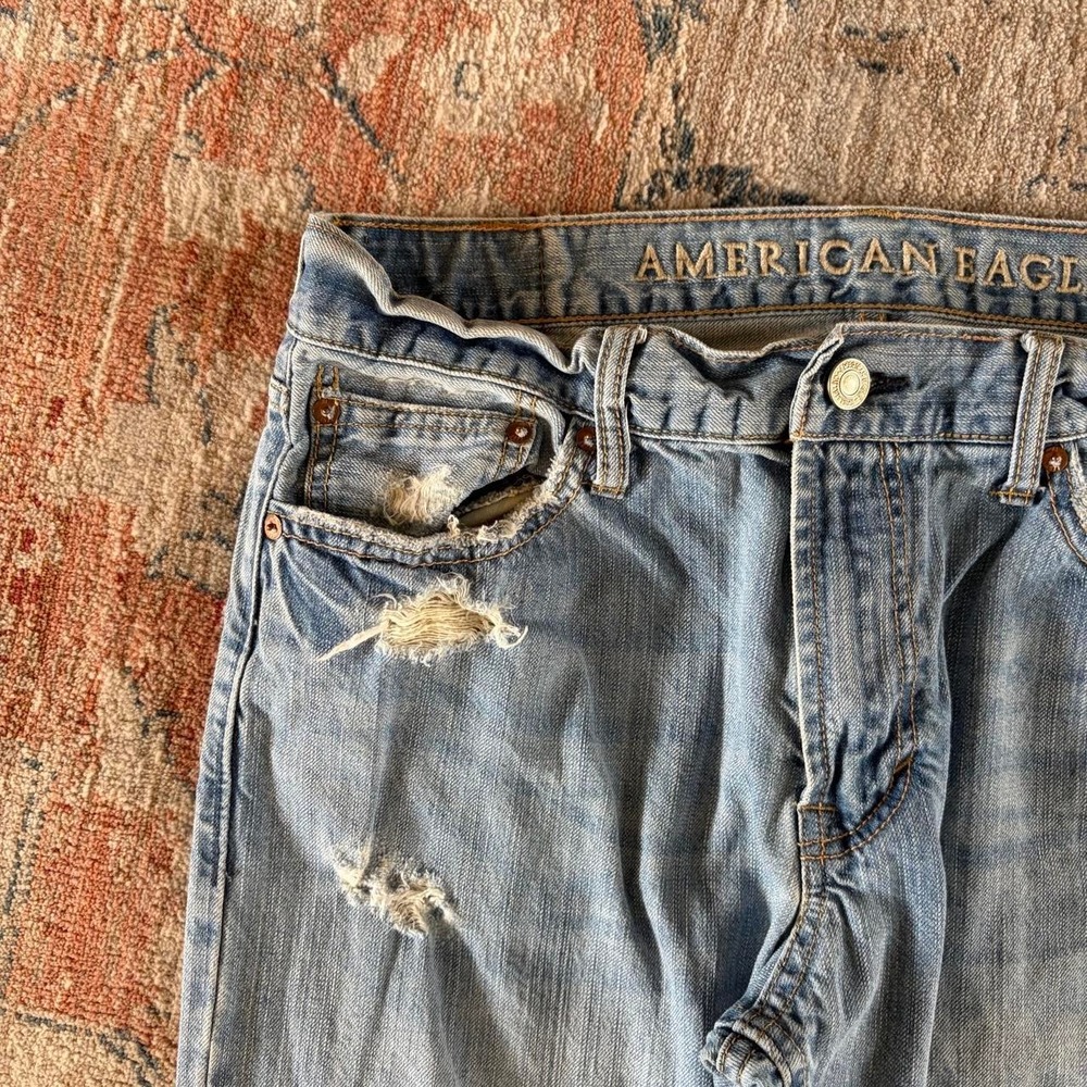 Y2K American eagle jeans  Size 33/32 light wash bootcut summer - Picture 3 of 7